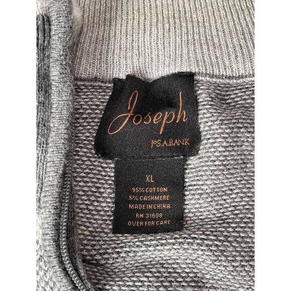 Joseph By Jos A Bank Mens Sweater Size XL Cashmere Blend Gray Quarter Zip - Picture 3 of 3
